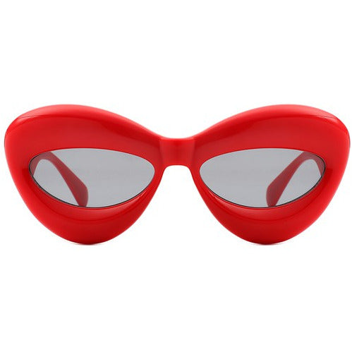 IT Girl Retro Rounded Sunglasses-Red